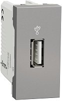 Розетка USB тип A без рамки Schneider Electric Unica Modular 1-м. 1 мод. 2400мА алюминий